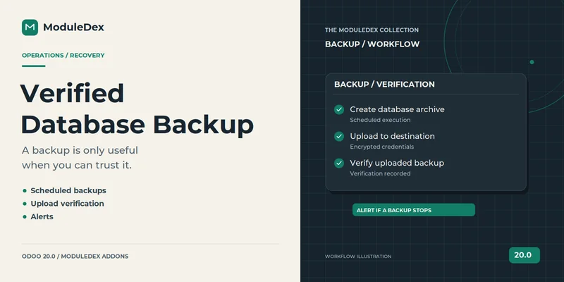 Odoo database backup banner